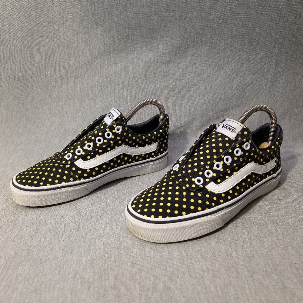 Vans Polka Dot Sneakers Women's 7 Black Yellow Dots No Shoestrings